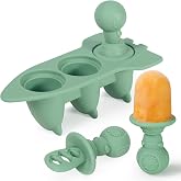 haakaa Baby Popsicle Molds for Breast milk Pops, 6M+, Pea Green | Baby-Sized Pops for Teething Relief, Easy-Grip Astronaut Handles, Dipping Spoon, Food-Grade Silicone, Puree &amp; Yogurt