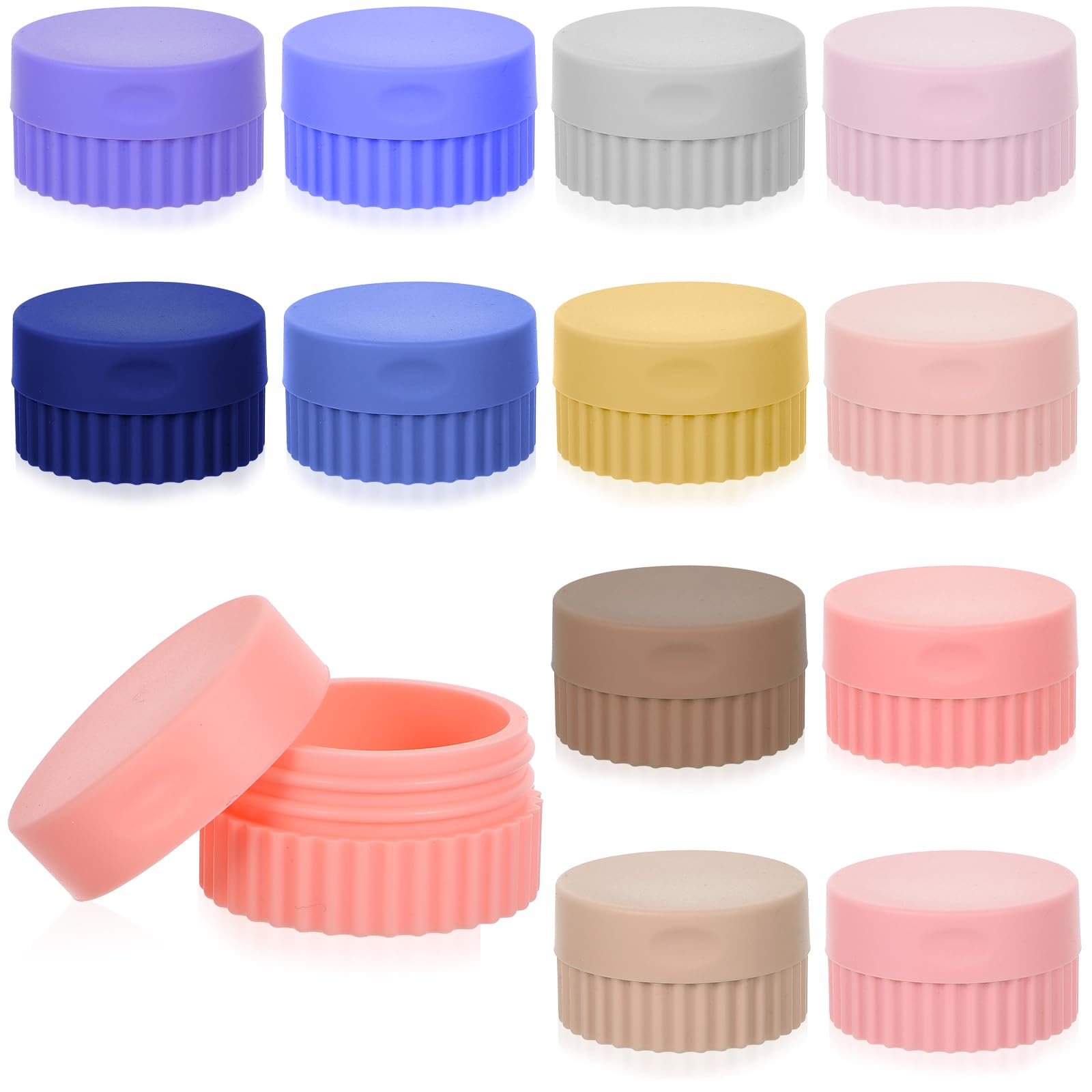 Photo 1 of 12 Pcs Small Silicone Cream Jars with Lids Travel Containers for Toiletries Mini Cosmetic Jars Refillable Travel Moisturizer Container for Makeup Face Body Hand Cream (0.7 Oz/ 20 ml)