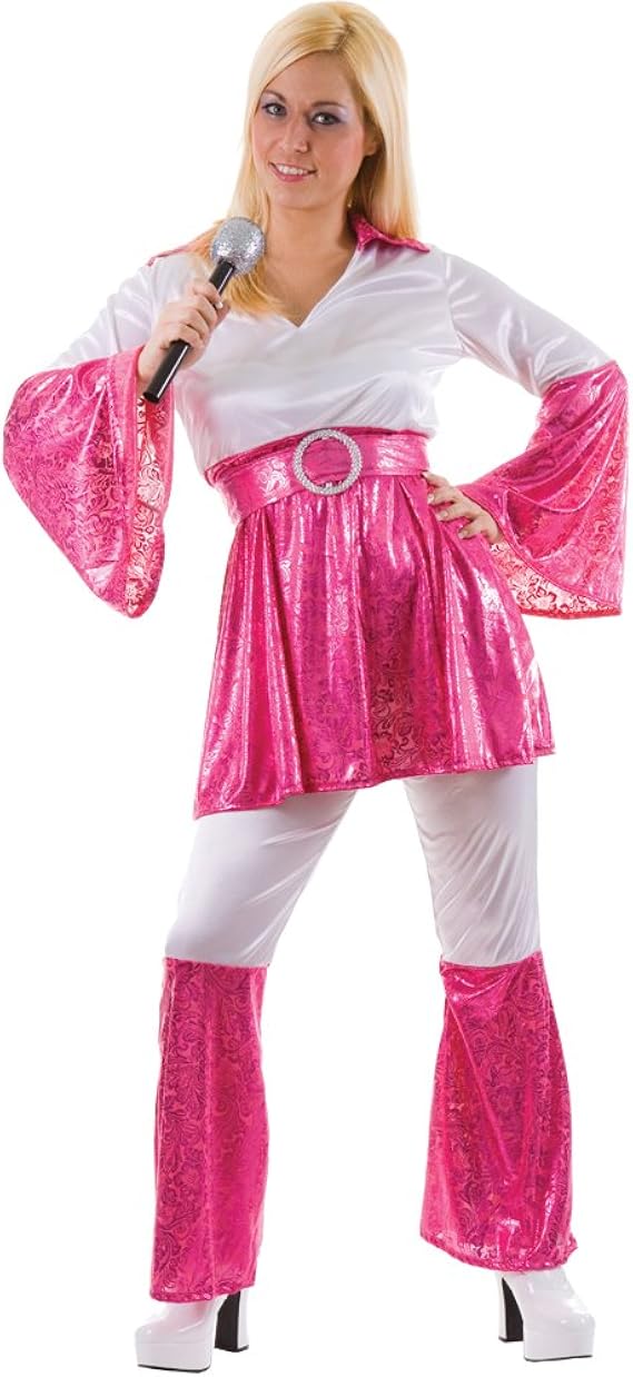 Mamma Mia 70s Abba Ladies Fancy Dress Costume Pink M Amazon.co.uk