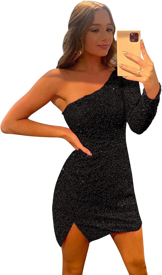 Sequin Short Prom Dress Long Sleeve 