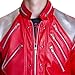 Mjb2c-Michael Jackson Costume Beat it Metal Zipper Leather Jacket/Red/XXX-Large