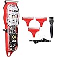 WMARK NG-509 Professional Hair Trimmers for Barbers Stainless Steel T-Blade Trimmers for Men Cordless Hair Trimmers 0.1mm Zero Gapped 6500rpm High Speed Transparent Sunrise Red Gift for Men NG-509