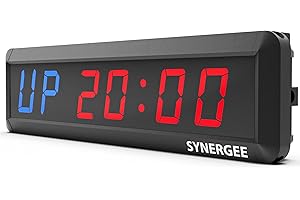 Synergee 16.5” Workout Interval Timer. Programmable Gym Timer with Wireless Remote. Tabata EMOTM Stopwatch Count Up/Down MMA 