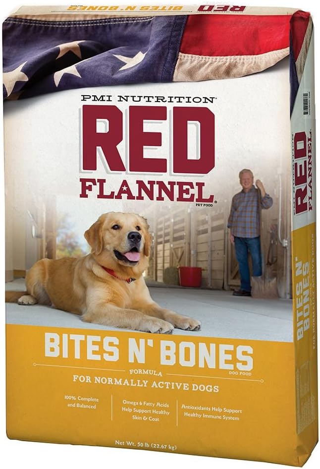 PMI Nutrition Red Flannel Bites N' Bones Adult Dog Food, 50 lb Bag