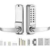 VEVOR Mechanical Keyless Entry Door Lock, 14 Keys, Mechanical Keypad Door Lock with Handle, Stainless Steel Waterproof Keyless Gate Lock, for Home Office Outdoor Fence Garage Yard