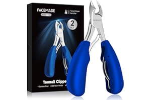 FACEMADE Toenail Clippers, Professional Ingrown Toenail Tools, Podiatrist Toenail Clippers, Super Sharp Curved Blade Suitable for Trimming Ingrown or Thick Toenails, Suitable for Men & Seniors (Blue)