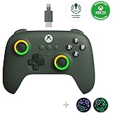 8Bitdo Ultimate C Hall Effect Joysticks/Hall Trigger Wired Controller with RGB Lighting Fire Ring, 3.5mm Audio Jack for Xbox Series X|S, Xbox One, Windows 10/11 - Officially Licensed (Dark Green)