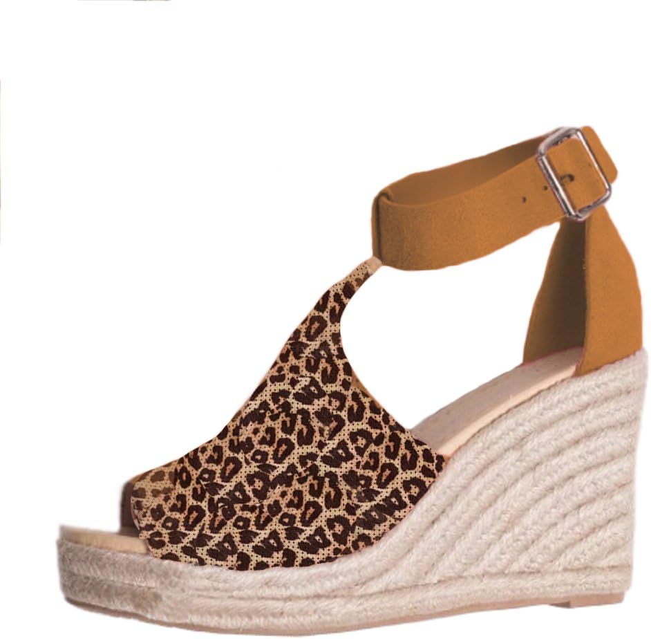 Tomwell Womens Sandals Espadrilles Summer Buckle Wedge Heel Flatform Beach Roman Sandals Fashion Casual Breathable Shoes