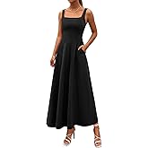 PRETTYGARDEN Womens Summer Dresses 2026 Sleeveless Elegant Square Neck Aline Swing Maxi Beach Wedding Guest Dress Pockets