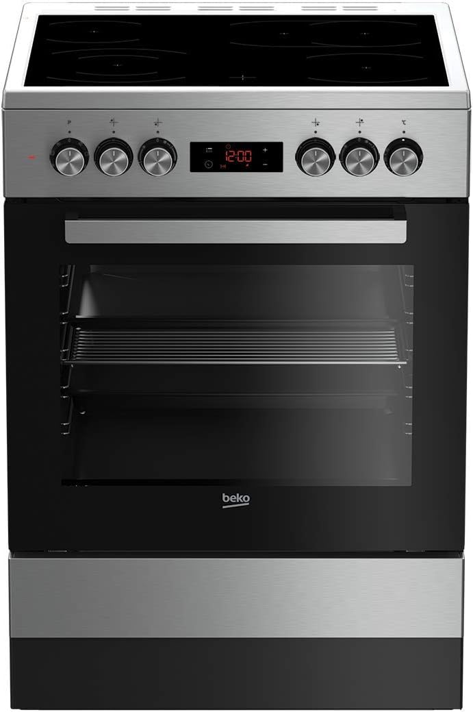 Beko FSM67320GXS Elektro-Standhard Kochfeld-Kombination / 60 cm / Auftauen / Edelstahl-schwarz / 3D Kochen / 8 Heizarten
