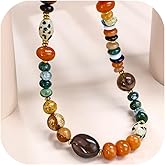 GEMTAL Boho Colorful Chunky Statement Beaded Necklaces for Women,Handmade Women's Fashion Gemstone Bead Choker Necklace,Western Natural Stone Strand Necklace Bib Collar Jewelry Unique Gifts for Women