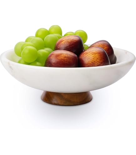 Amazon.com: Khan Imports Large White Marble Fruit Bowl, Decorative