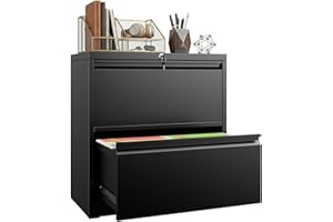 Omethey 2 Drawer Lateral File Cabinet, Heavy Duty Large Metal Filing Cabinets for Home Office, Wide Steel Cabinet with Lock f