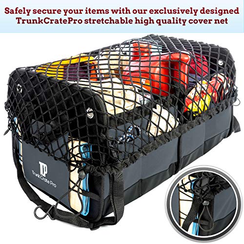 TrunkCratePro Premium Multi Compartments Collapsible Portable Trunk Organizer Cover for auto, SUV, Truck, Minivan (Net Cover Only for Sale)