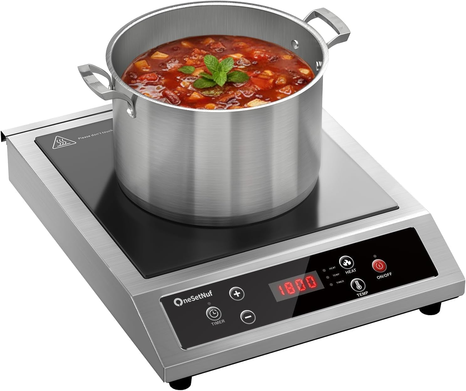 Stainless Steel Induction Cooktop, Professional-Grade Portable Burner 1800W | Precise Temperature Control, 10-Hour Timer, Pow