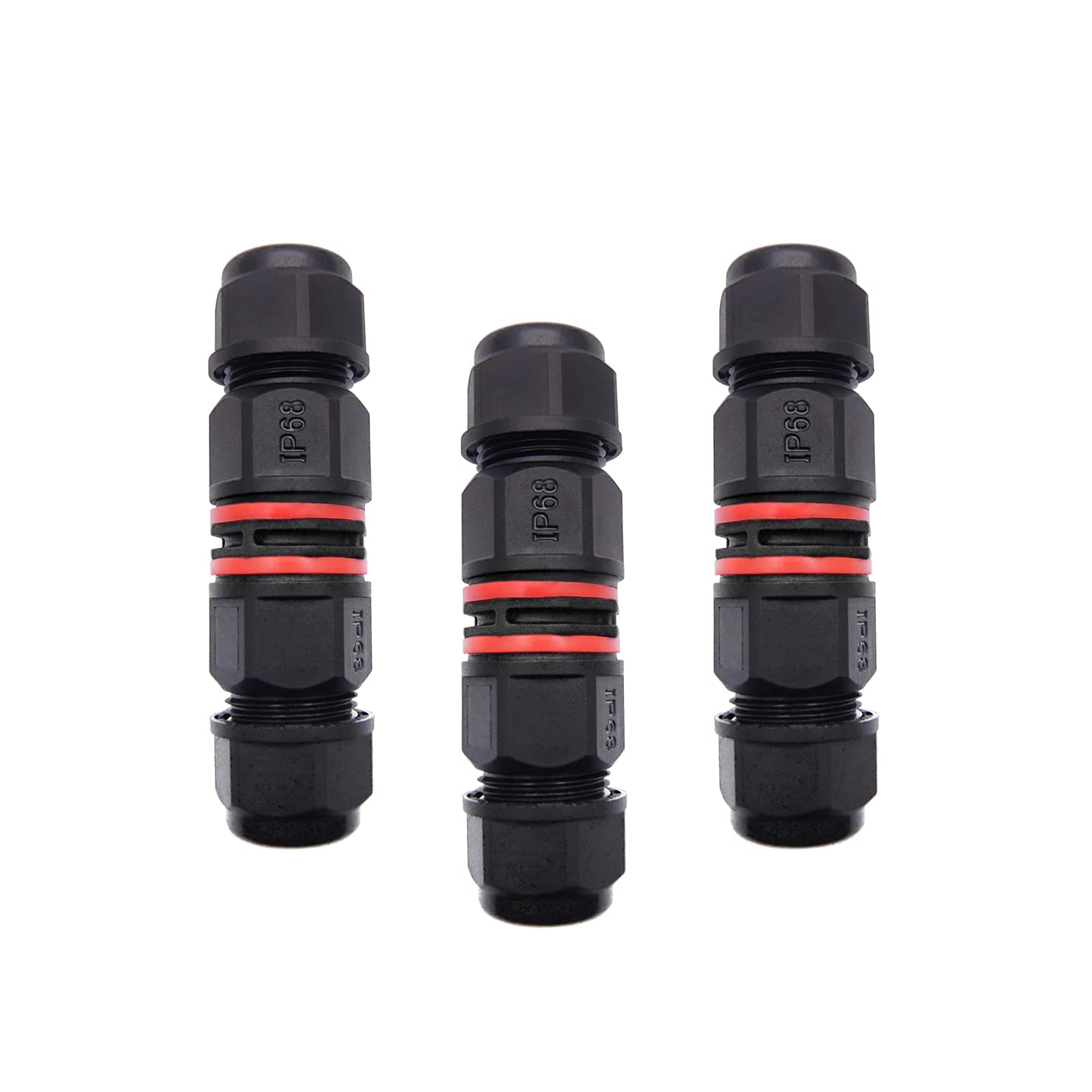 Waterproof Junction Box Outdoor Cable Connectors, 3PCS IP68 Connector External Sleeve Coupler, 2-Way Outdoor Extension Electrical Cable Protector for Home, Garden (3Pins/5-10mm)