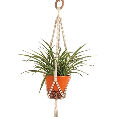 Silvermoon Macrame Plant Hangers Indoor Cotton Handmade Hanging Planter with Tassels Basket Decorative Flower Pot Holder for Home(Plant and Pot not Included)