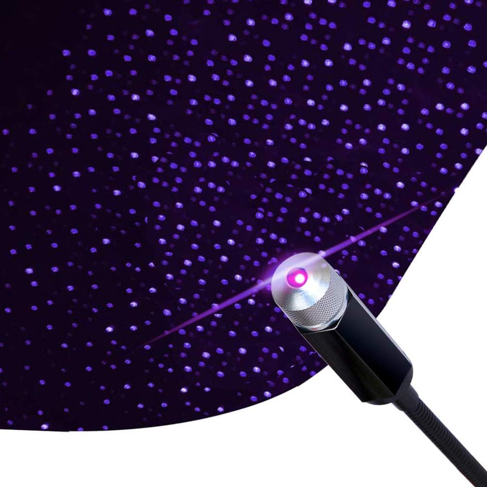 HJFCY USB Night Light kit, Adjustable Romantic Starry Sky Projector Light, Portable Atmosphere Decorative Light for Bedroom, car, Party, Wall, Ceiling, Etc. (1 Purple Light)