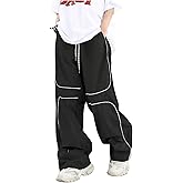 OYOANGLE Men's Drawstring Waist Casual Baggy Joggers Pants Loose Fit Straight Leg Pants