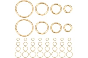 Beebeecraft 1 Box 600Pcs 4/5/6/8mm Open Jump Rings 18K Gold Plated Stainless Steel Single Loop Jump Ring Round Connector Rings for Bracelet Necklace Jewellery Making
