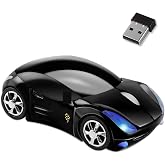 HUGJEPTTY Black Car Mouse，1600DPI 2.4G with USB Reciver Computer Mice Wireless for Computer Wireless Computer Mouse Wireless Cute Wireless Mouse for Laptop Tablet for Windows for Mac OS（Black）