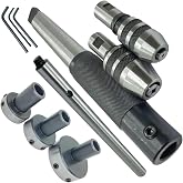 Lathe Tailstock Tap &amp; Die Holder Set MT2 Sliding Floating Type | Precision Threading &amp; Tapping Kit with MT-2 Shank | Inch Size | Holds 13/16&rdquo;, 1&rdquo; &amp; 1-1/2&rdquo; Button Dies | 8-Piece Set
