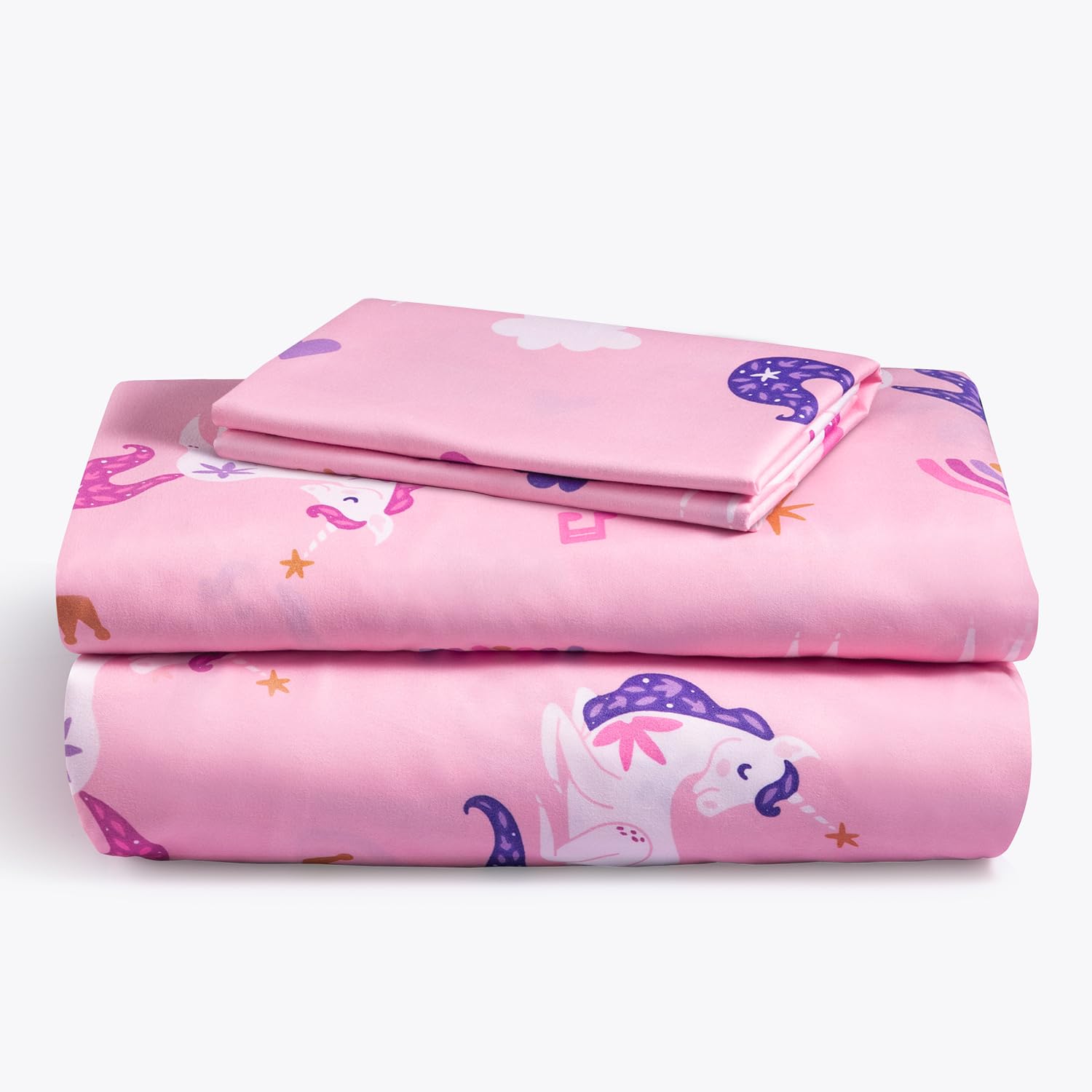 LuxClub 3 PC Twin Sheet Set Pink Unicorn, Kids Bed Sheets Twin Size, Toddler Bedding Set for Girls, Boys, Teens - Deep Pocket - Machine Washable - Soft Microfiber
