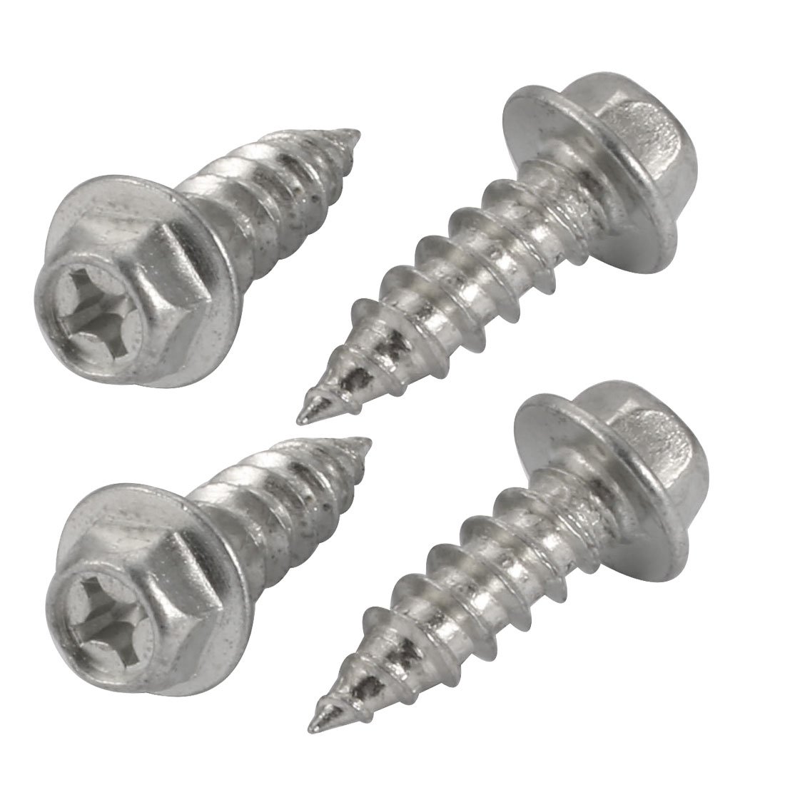 Sourcingmap 4Pcs M8x25mm Zinc Plated Phillips Drive Flange Hex Head Self-Tapping Screw