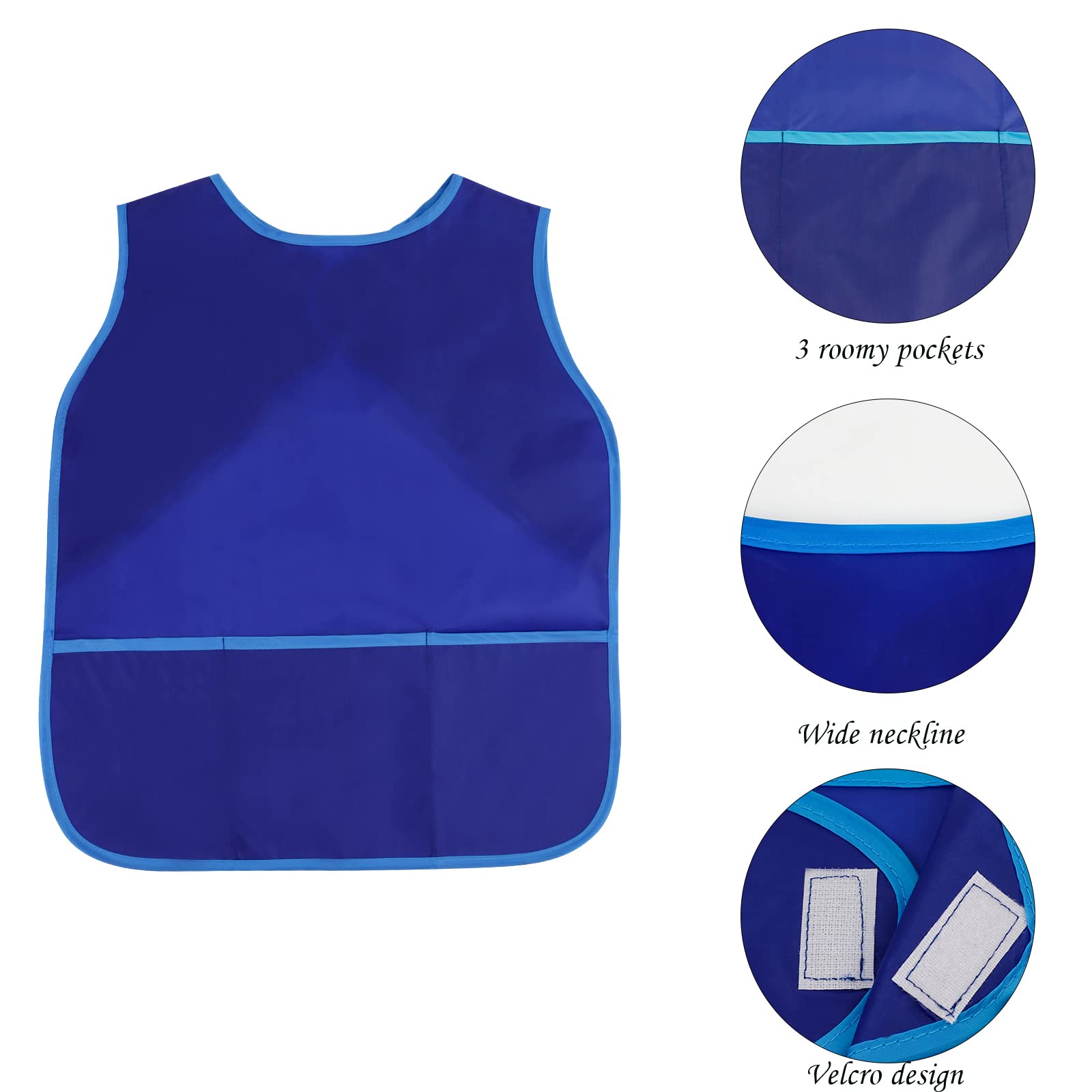 4Pcs Kids Art Smock Kids Apron Waterproof Painting Aprons with 3 Pockets Art Smocks for Kids 3-8 Years, 4 Colors
