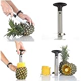 Super Z Outlet Silver Stainless Steel Pineapple Corer Peeler Stem Remover Blades for Diced Fruit Rings All in One Pineapple Tool Peeler Slicer