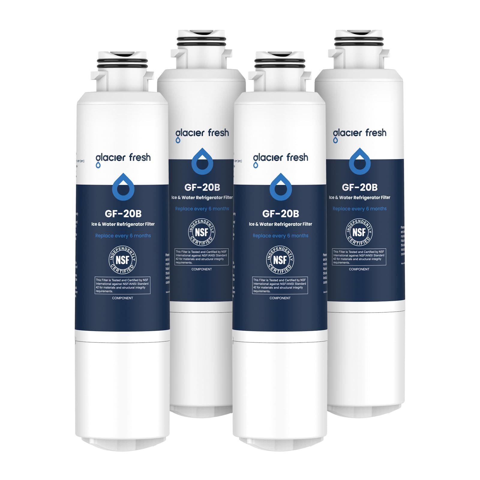 Photo 1 of GLACIER FRESH Compatible with Samsung DA29-00020B Refrigerator Water Filter, DA29-00020A/B, DA29-00020B-1, HAF-CIN/EXP, 46-9101, RF4267HARS For French Door Fridge Kitchen (4 PACK)