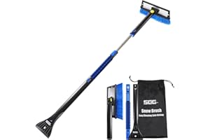 SEG Direct 50" Extendable Snow Brush Ice Scraper Combination with Foam Grip Handle Auto Window Windshield Snow Removal Tool for Car SUV RV Truck, Black and Blue