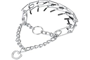 RKZCT Prong Collars for Dogs, No Pull Dog Collar, Dog Training Collar for Large Medium Small Dogs, Stainless Steel Adjustable with Comfort Rubber Tips (M/L(18-23" Neck, 3.00mm))