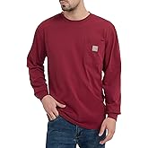 Kecols Men's Loose Fit Heavyweight Work Long Sleeve T-Shirts Comfort Pocket Tee(Regular&Tall)