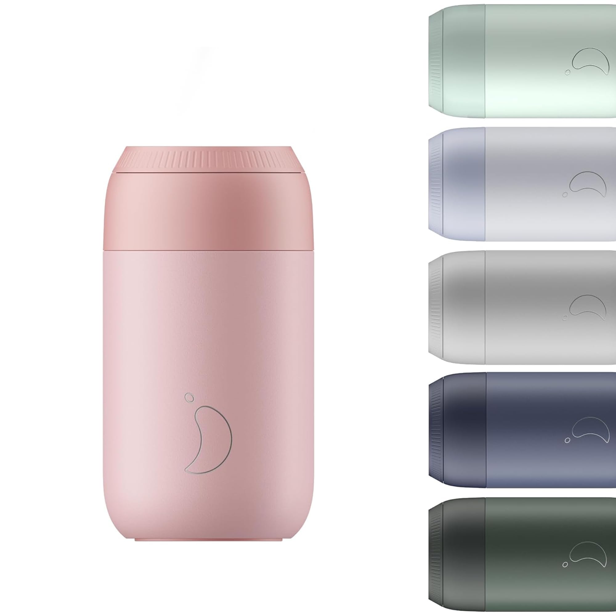 Chilly's Series 2 Coffee Cup - Tight Seal, No Sweating - BPA-Free Stainless Steel - Reusable - Double Walled, Vacuum Insulated - Blush Pink, 340ml