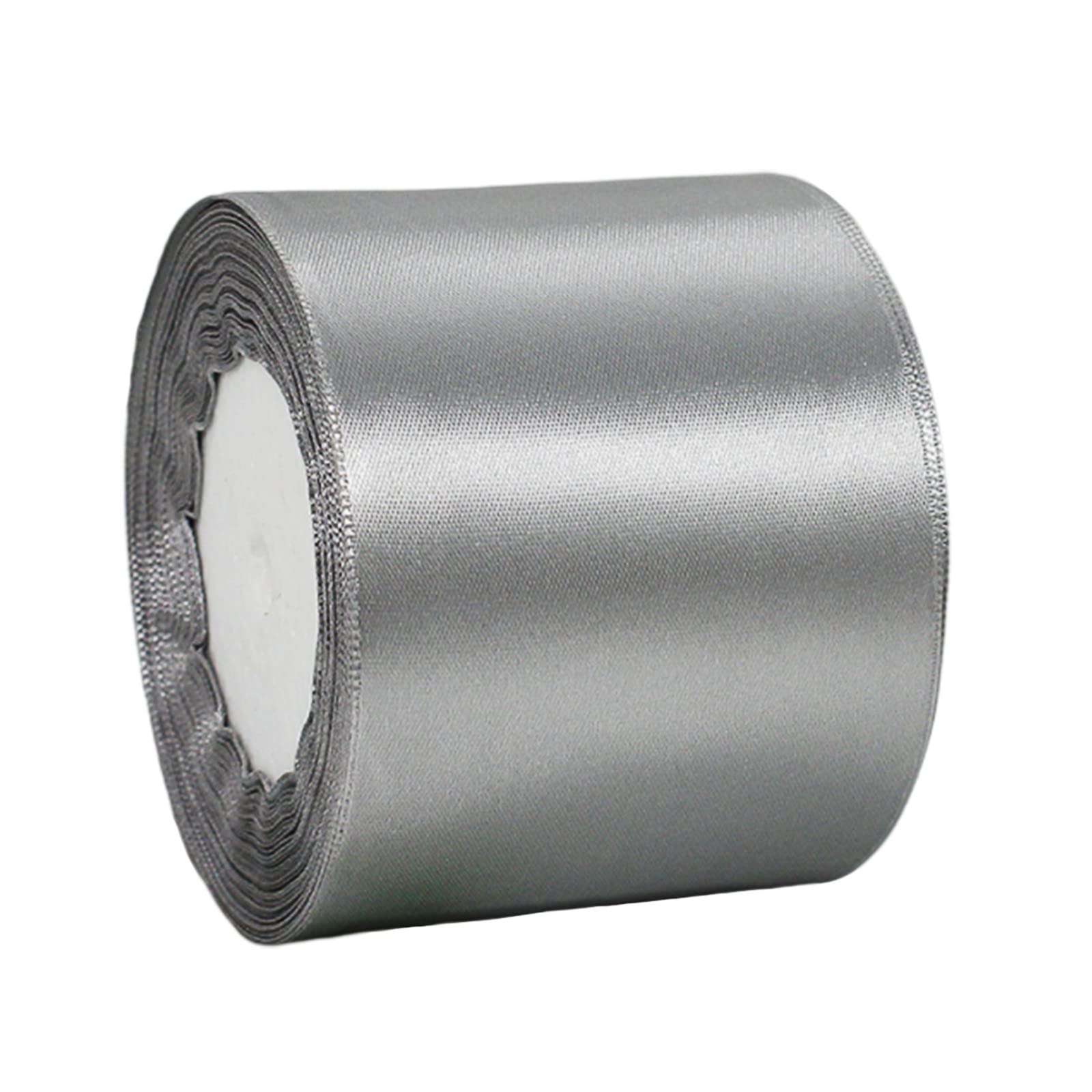 75mm Wide Thick Silver Ribbon for Gift Wrapping,22m 3Inch Large Fabric Satin Ribbon Silver Bow for Gift Wrapping,Ribbons for Crafting,Hair,Bouquets,Wedding,Car,Presents,Cake,Christmas Decorations