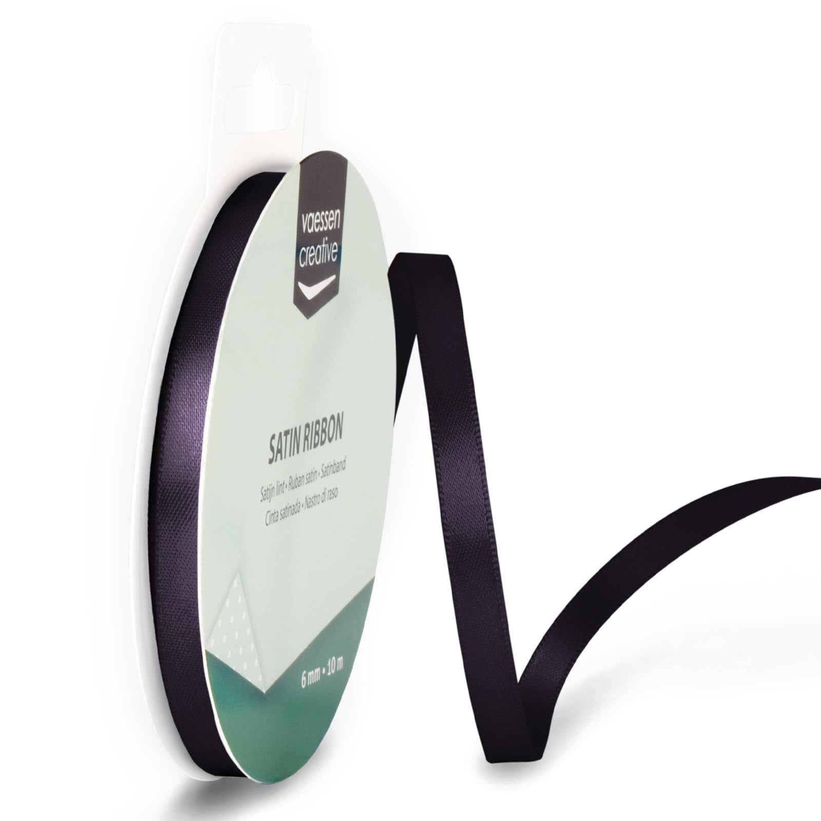 Vaessen Creative Satin Ribbon, Charcoal, 6mm x 10m, Elegant Shine for Card Making, Scrapbooks, Gift Wrapping and Other Craft Projects, 6 mm