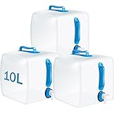 Reallnaive 3 Pack Collapsible Water Container with Spigot, Foldable Camping Water Container Portable Camping Storage Carrier Jug for Outdoors Hiking Emergency Kit Backpack(Blue,2.6 Gallon)