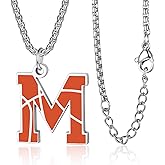 Initial A-Z Letter Basketball Necklace for Men - Charm Pendant With Stainless Steel Silver Box Chain 22+2inch - Personalized Gift