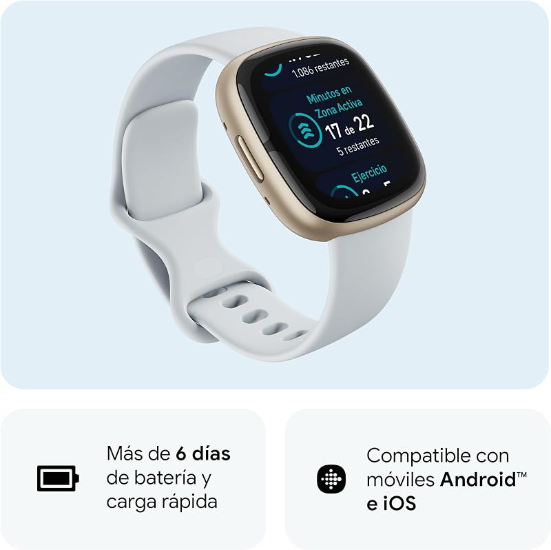 Sense 2,Blue Mist/Soft Gold Smartwatch, Unisex-Adult, One Size