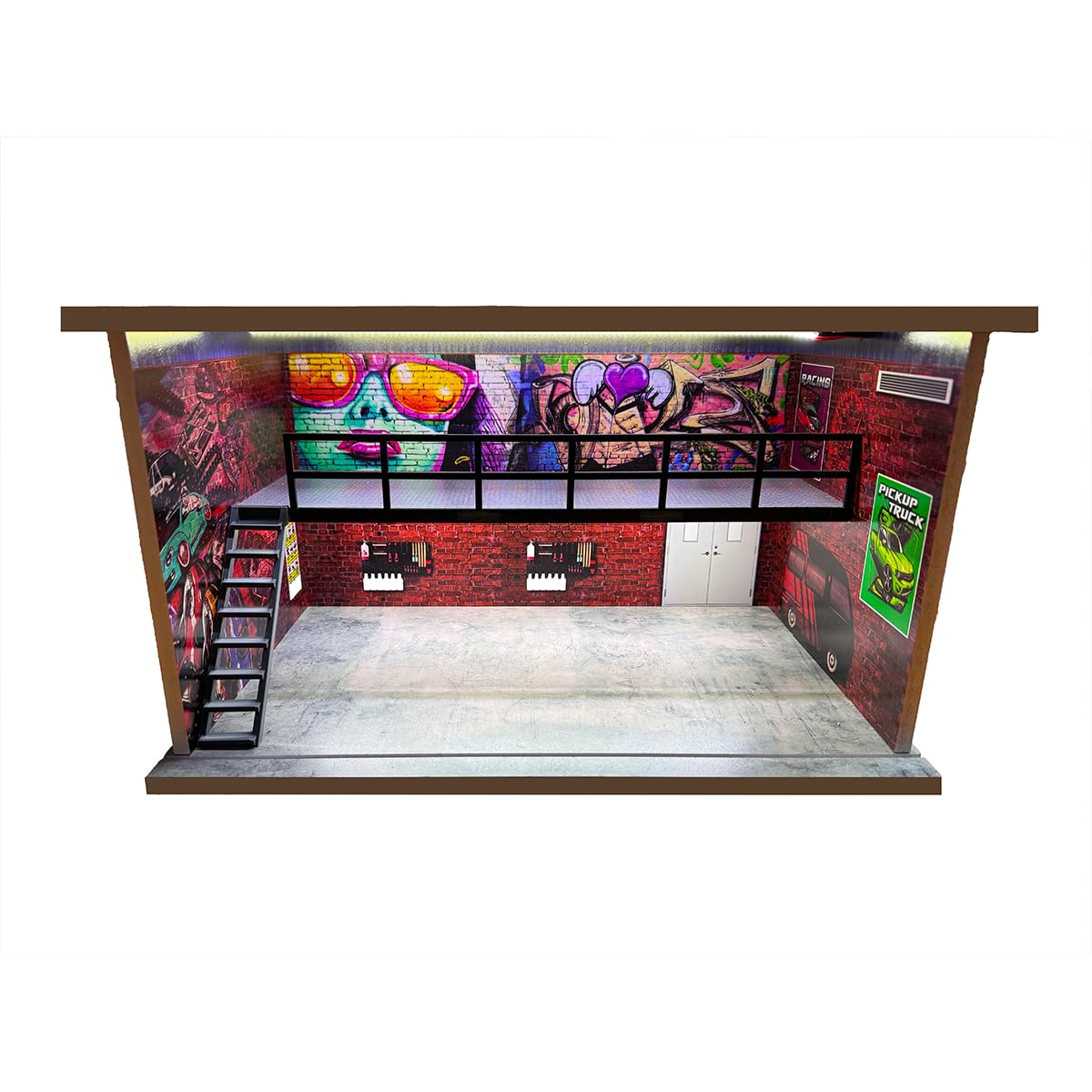 Photo 1 of Malamfans 1/24 Scale die-cast Model car Display case with LED Light and Clear Acrylic Cover, Double Layer with 4 Parking Spaces, White