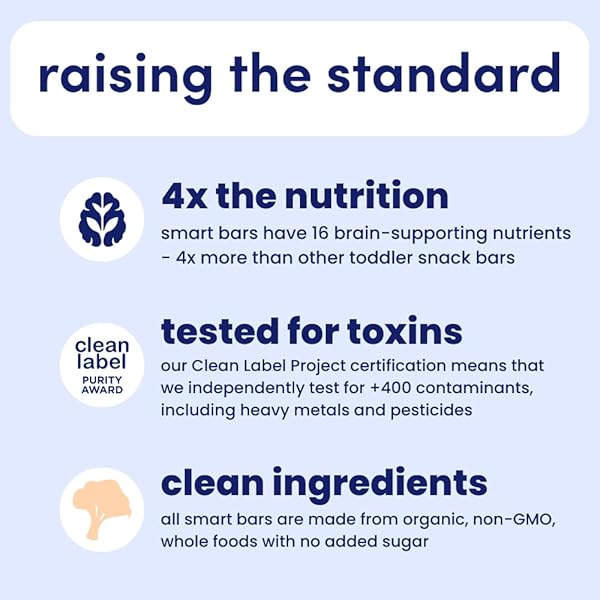 CEREBELLY TODDLER BARS – ORGANIC SWEET POTATO BLUEBERRY BANANA SMART BARS | HEALTHY SNACK FOR KIDS | 16 BRAIN-SUPPORTING NUTRIENTS, GLUTEN FREE, NUT FREE, NO ADDED SUGAR | BABY SNACKS | PACK OF 5