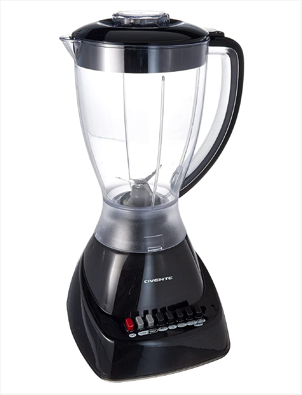 Ovente Electric Countertop Blender 1.5 Liter Stainless Steel Blades with 9 Blending Settings, Removable Top Cap, 400 Watts Power for Blend, Stir, Grind, Black (BLH1012B)