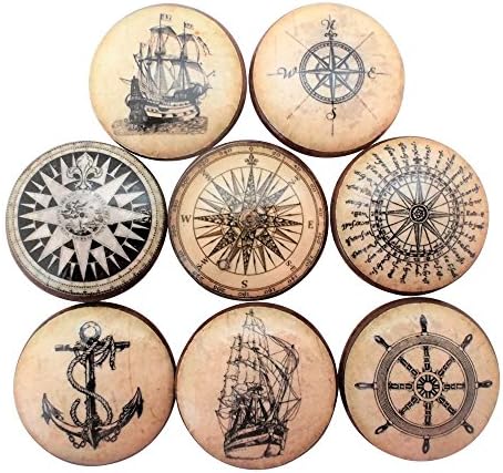 Set of 8 Previous World Nautical Wooden Cupboard Knobs (Set 1)
