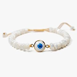 Handmade Evil Eye Bracelet – White Mother of
