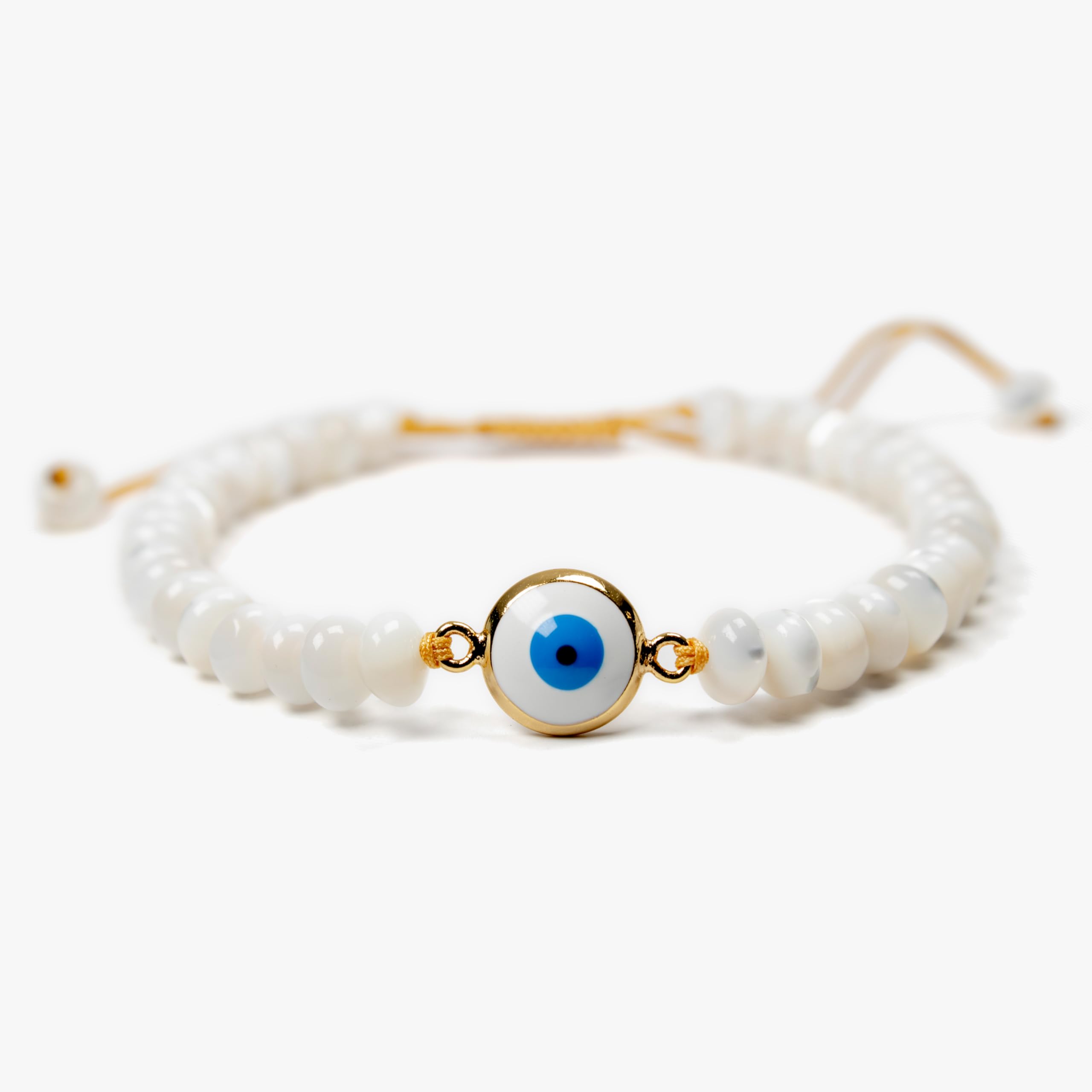 Handmade Evil Eye Bracelet – White Mother of