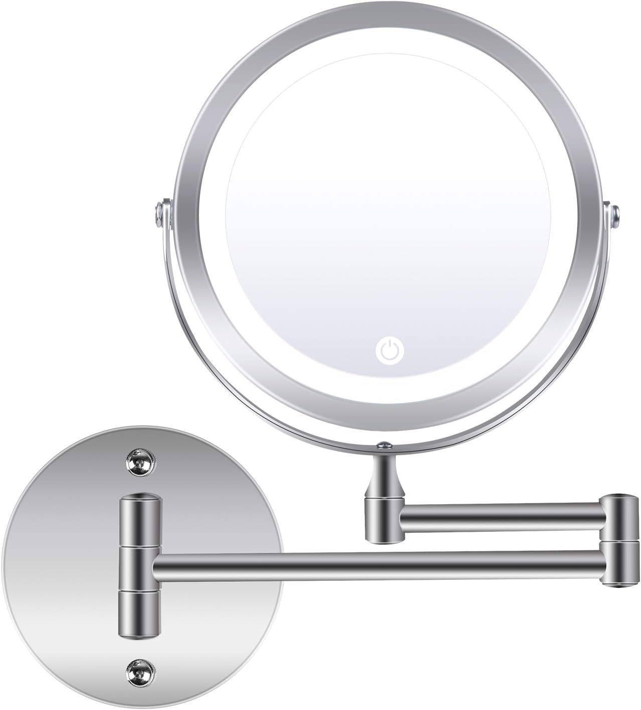 Amazon Com Wall Mounted Makeup Mirror 1x 10x Magnification 360 Degree Rotation Double Sided Led Lighted Vanity Mirrors For Bathroom Ac Adapter Or Battery Operated Furniture Decor