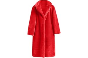 tuduoms Women Faux Fur Full Length Winter Coat Warm Fluffy Fleece Long Parka Jacket Thick Plus Size Sherpa Outerwear Overcoat