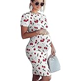 Gzzxiailg Womens Short Sleeve Maternity Midi Dress Crew Neck Pregnancy Dresses Newborn Shoot Dress Maternity Nursing Dress