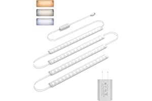 Goodea Plug-in Under Cabinet Lights, 12inch Ultra Thin LED Dimmable Closet Lights with Memory Function, 3 Color Temperature Under Counter Lights for Kitchen, Cabinet, Workbench, Bookshelf, Desk